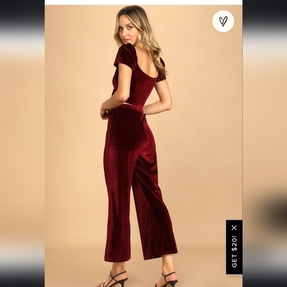 Lulu's Burgundy Velvet Jumpsuit - Picture 2 of 13